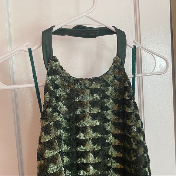 Line & Dot Viola Green Sequin Halter Swing Dress - Picture 5 of 11